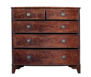 19th Century Mahogany Bowfront Chest of Drawers — thumbnail 8