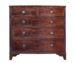 19th Century Mahogany Bowfront Chest of Drawers — thumbnail 1