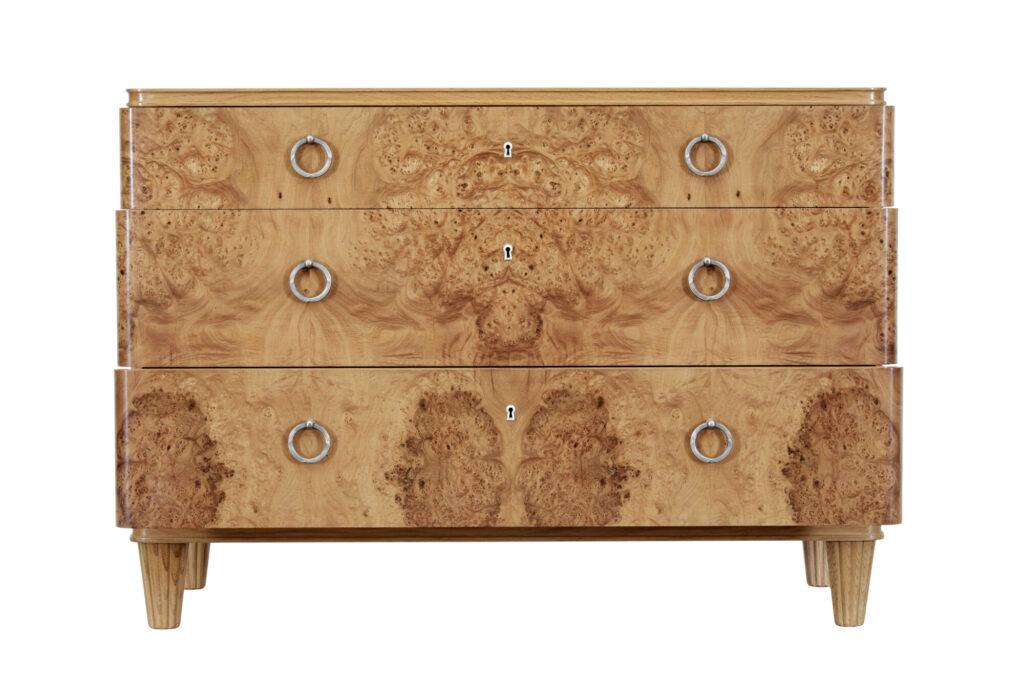 Mid 20th Century Burr Elm Chest of Drawers — image 8