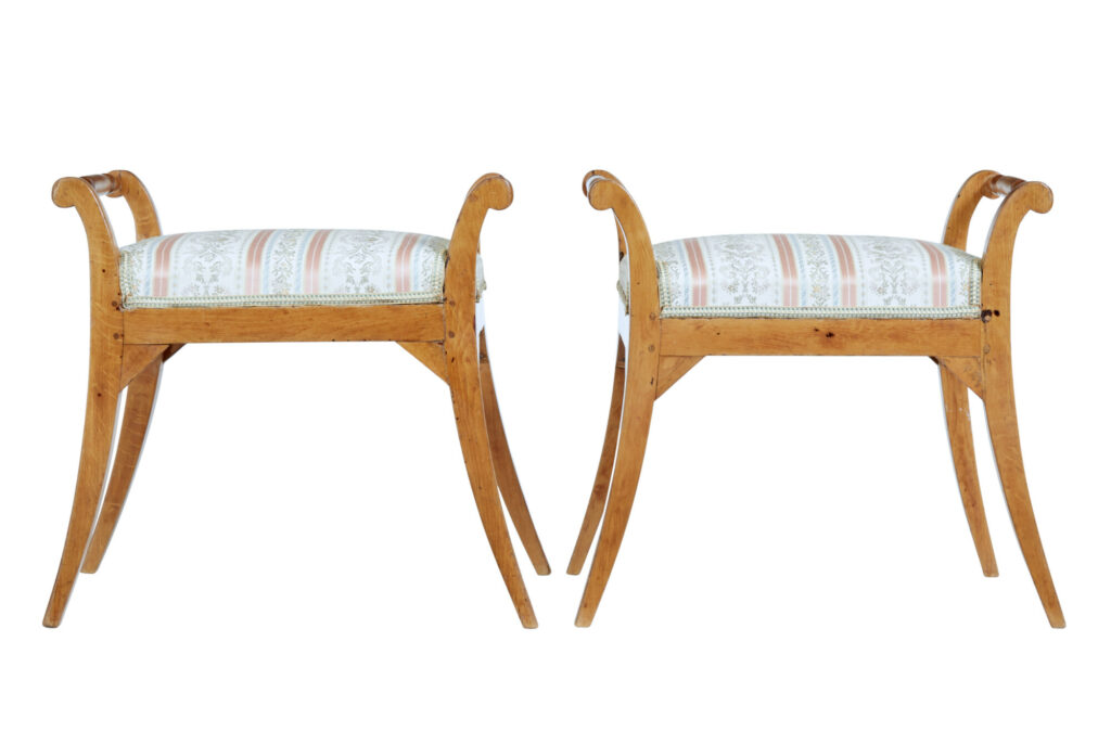 Pair of 19th Century Swedish Birch Stools — image 4