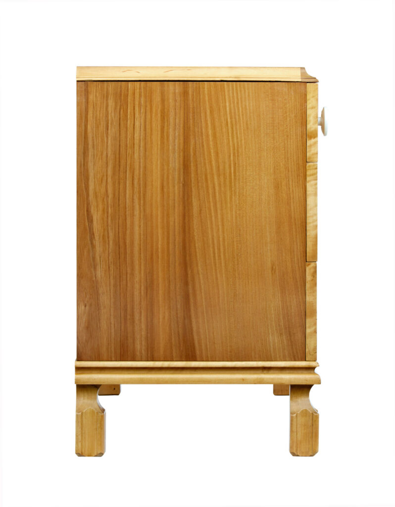 Mid 20th Century Scandinavian Elm Inlaid Chest of Drawers — image 7