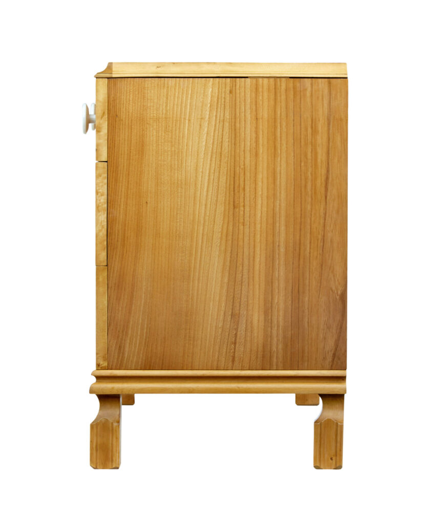 Mid 20th Century Scandinavian Elm Inlaid Chest of Drawers — image 6
