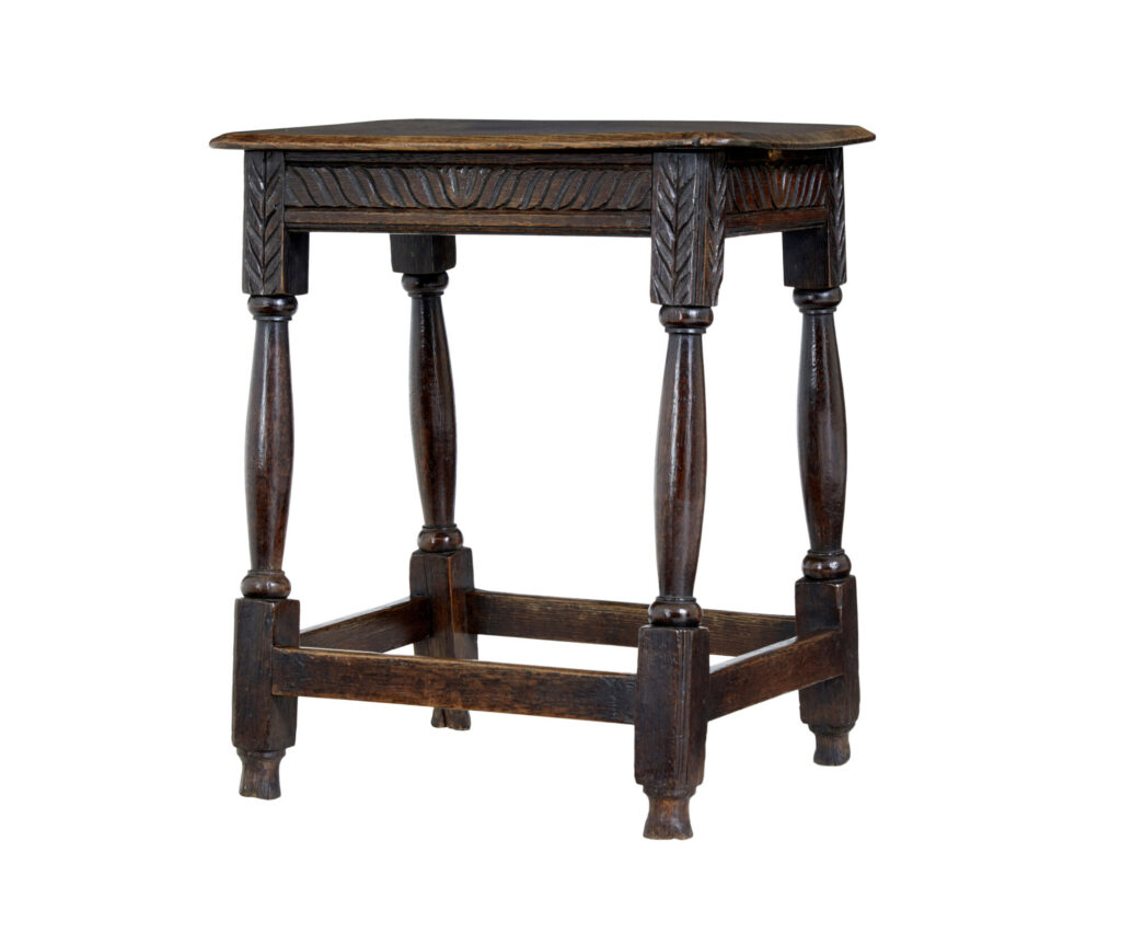 19th Century Carved Oak Joint Stool