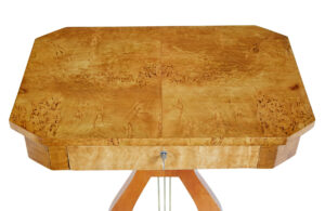 19th Century Birch and Burr Lyre Side Table — thumbnail 3