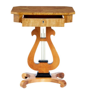 19th Century Birch and Burr Lyre Side Table — thumbnail 8