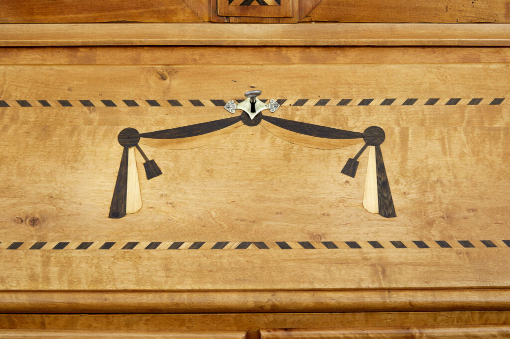 Swedish 19th Century Birch Inlaid Bureau Bookcase — image 2