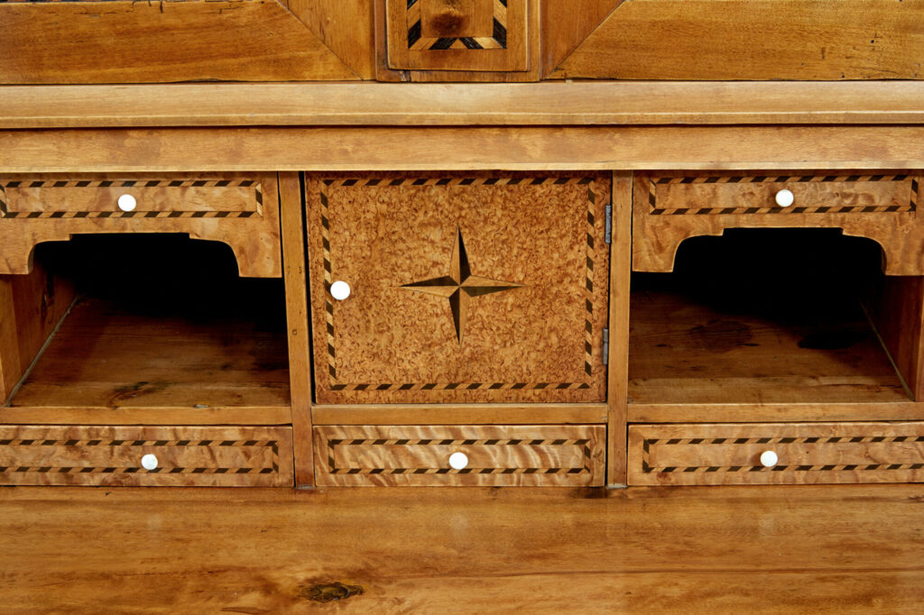 Swedish 19th Century Birch Inlaid Bureau Bookcase — image 3