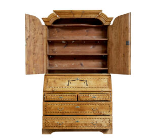 Swedish 19th Century Birch Inlaid Bureau Bookcase — thumbnail 11