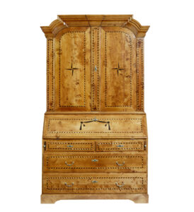 Swedish 19th Century Birch Inlaid Bureau Bookcase — thumbnail 12