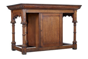 Early 20th Century Gothic Revival Carved Oak Alter Table — thumbnail 8