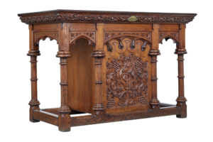 Early 20th Century Gothic Revival Carved Oak Alter Table — thumbnail 1