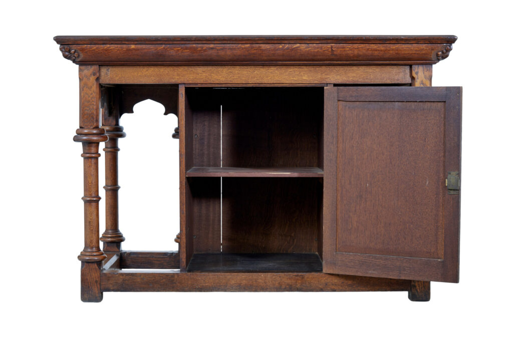 Early 20th Century Gothic Revival Carved Oak Alter Table — image 10