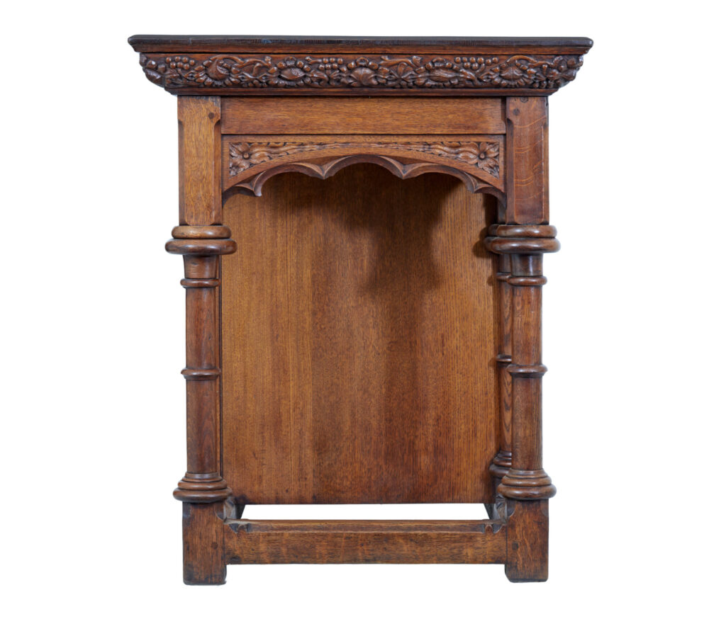 Early 20th Century Gothic Revival Carved Oak Alter Table — image 9