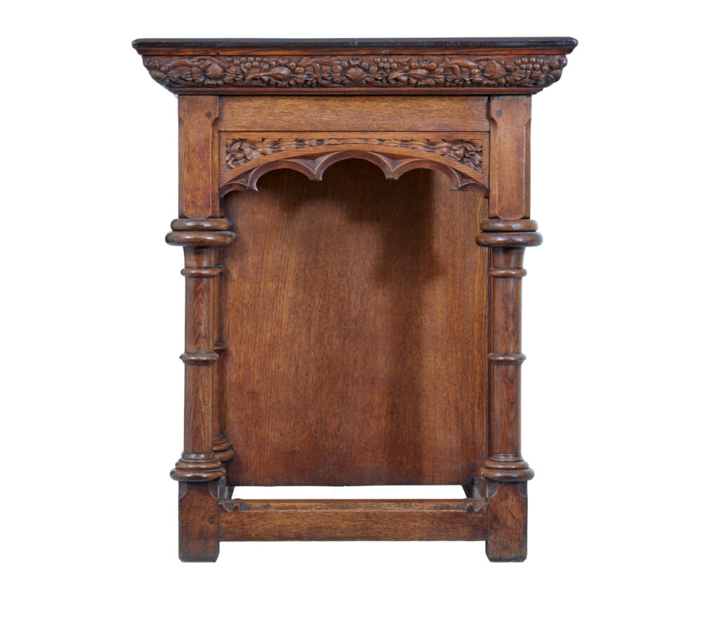 Early 20th Century Gothic Revival Carved Oak Alter Table — image 12