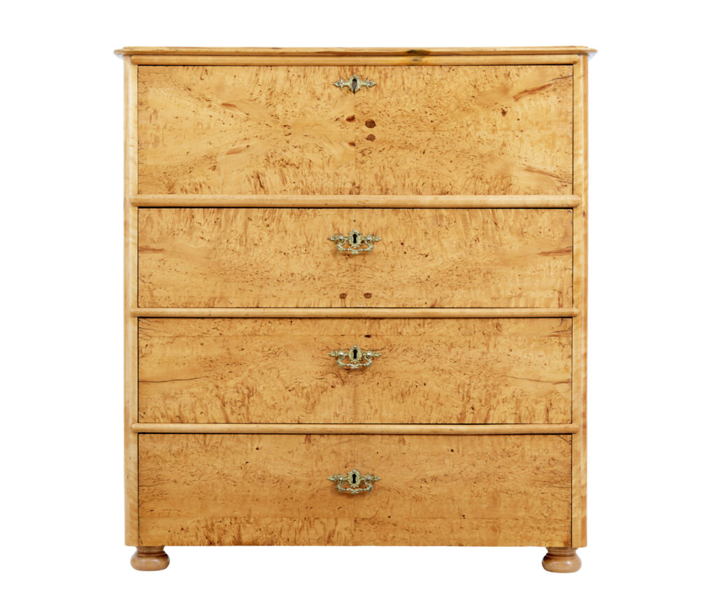 19th Century Swedish Birch Secretaire Chest of Drawers — image 6