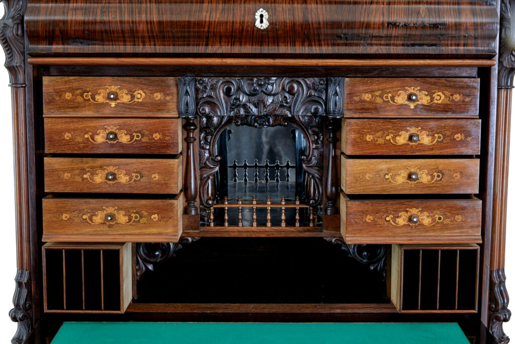 19th Century Italian Carved Palisander Escritoire — image 8