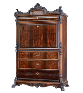 19th Century Italian Carved Palisander Escritoire — thumbnail 1