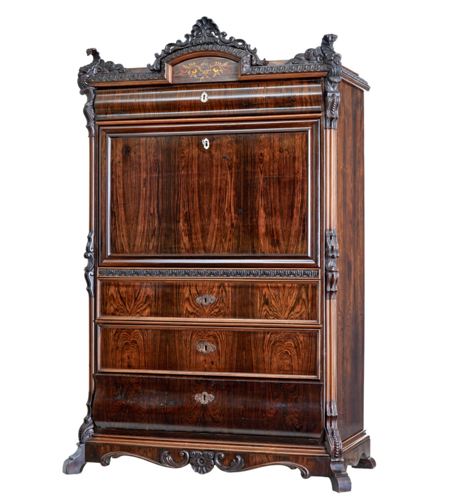 19TH CENTURY ITALIAN CARVED PALISANDER ESCRITOIRE