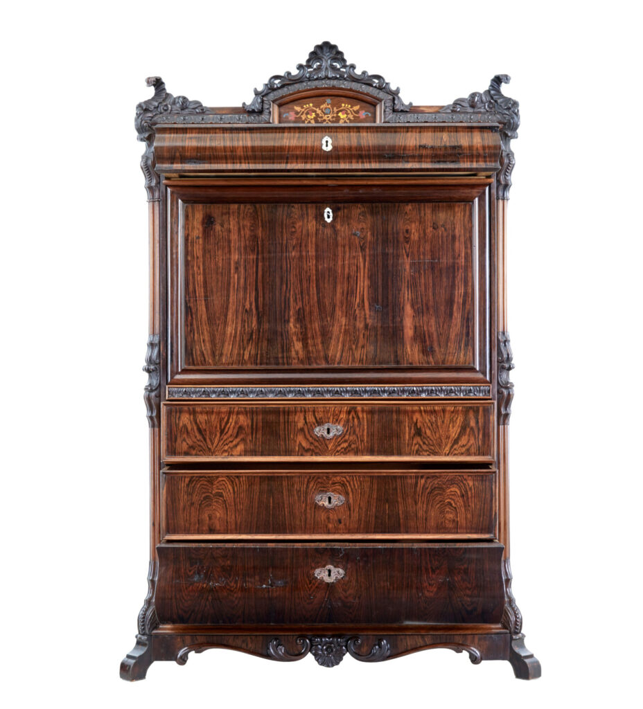 19th Century Italian Carved Palisander Escritoire — image 5