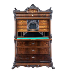 19th Century Italian Carved Palisander Escritoire — thumbnail 6
