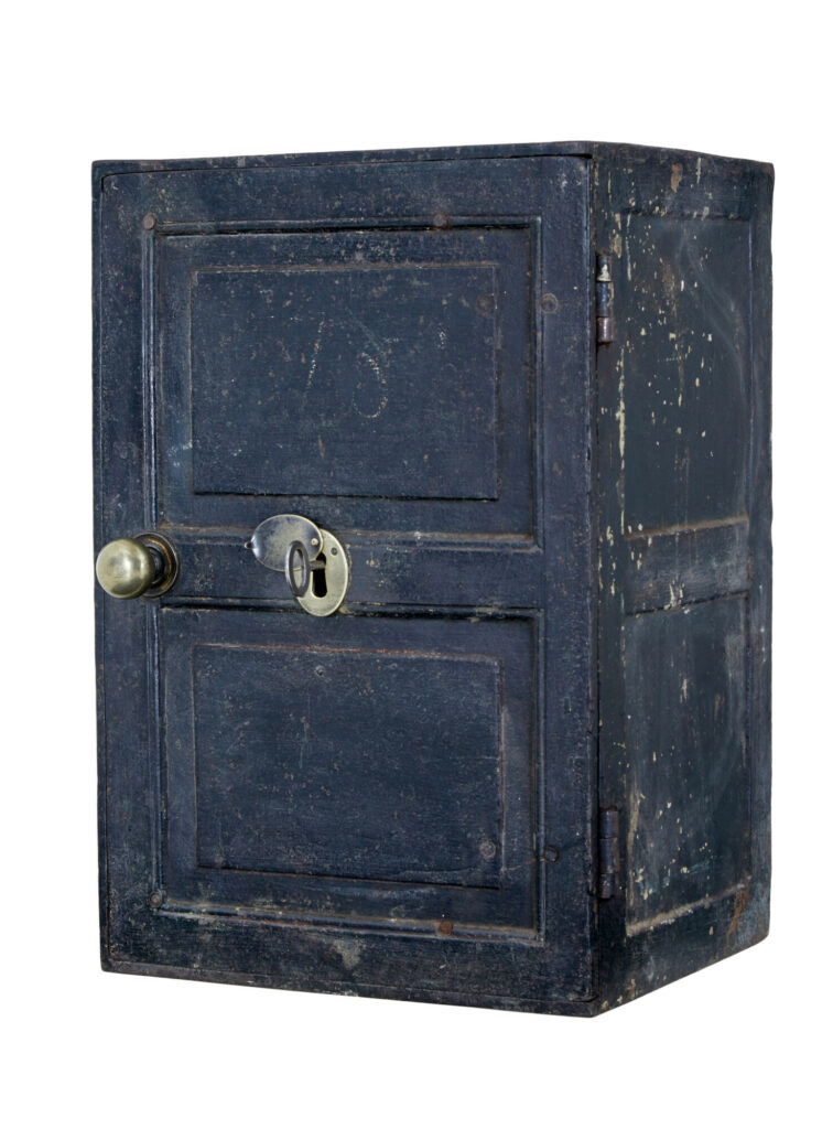 Early 19th Century Cast Iron Safe in Original Paint