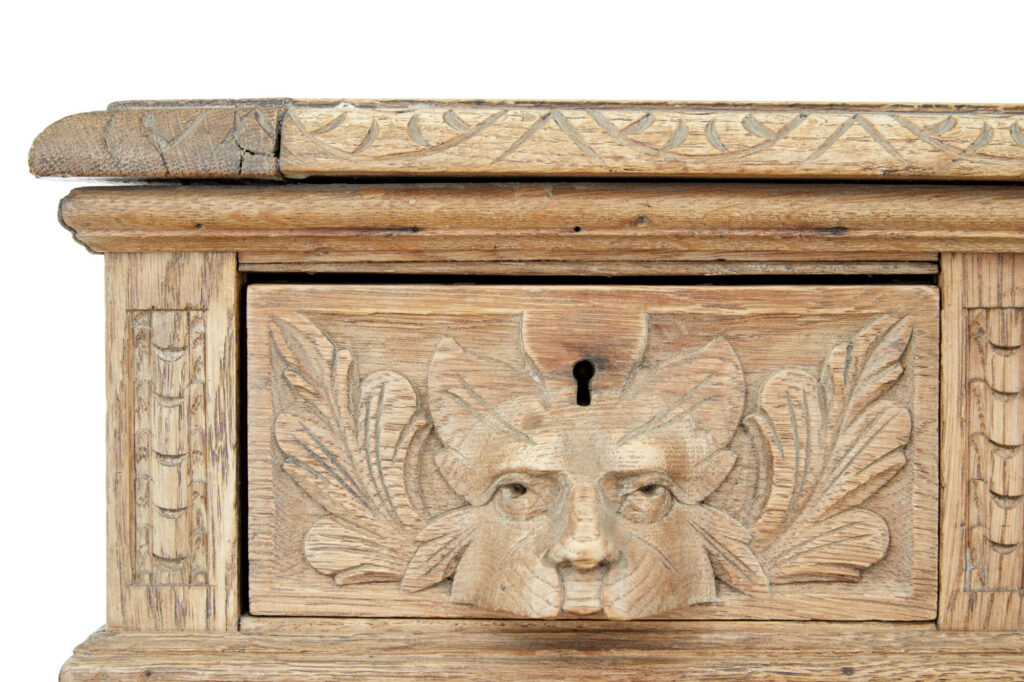 19th Century Green Man Carved Oak Desk — image 4