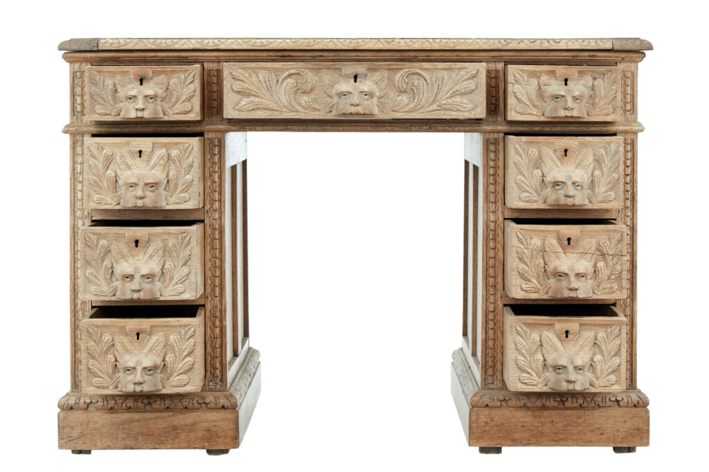19th Century Green Man Carved Oak Desk — image 8