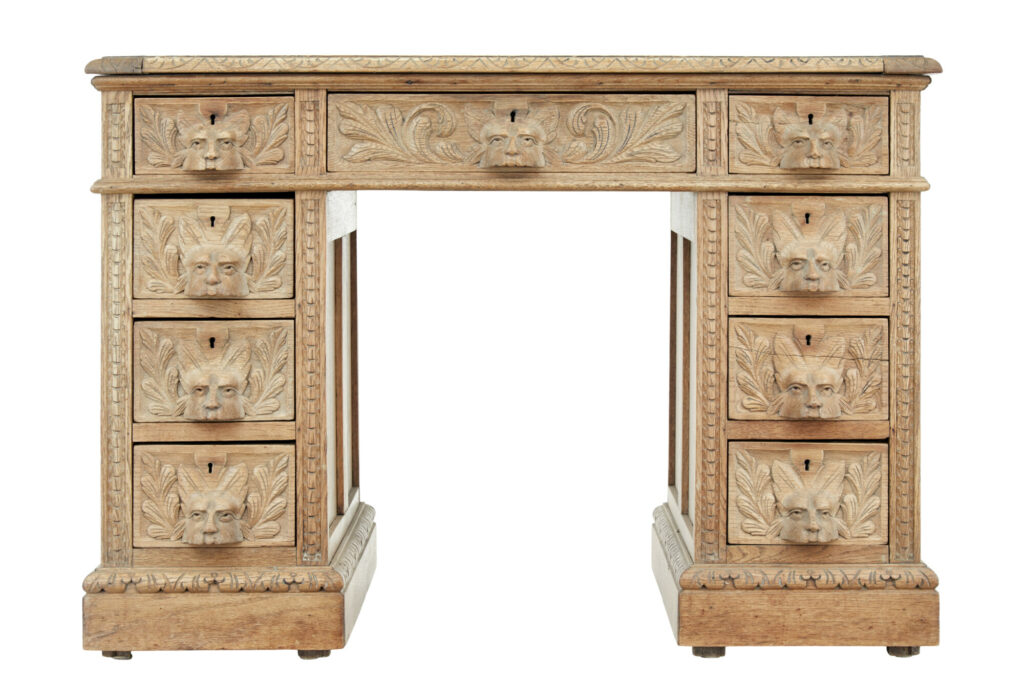 19th Century Green Man Carved Oak Desk — image 9