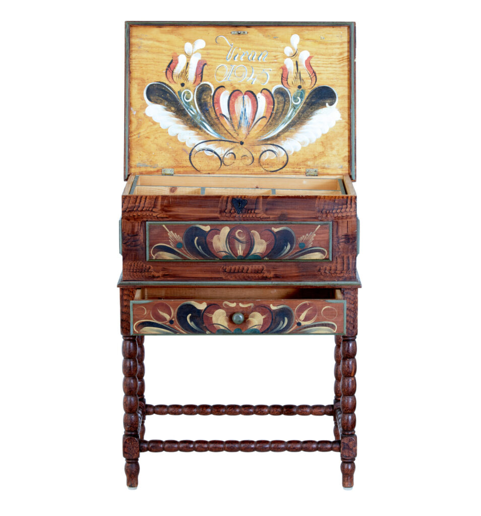 Traditional Mid 20th Century Hand Painted Work Table — image 9