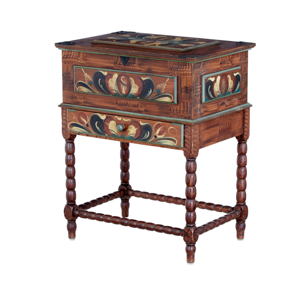 Traditional Mid 20th Century Hand Painted Work Table — image 1
