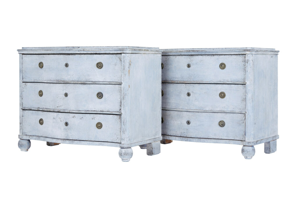 Swedish Pair of Mid 19th Century Painted Chest of Drawers — image 2