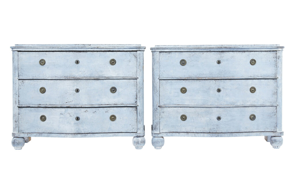 Swedish Pair of Mid 19th Century Painted Chest of Drawers