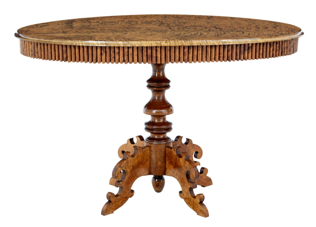 19th Century Oval Birch Side Table — image 3