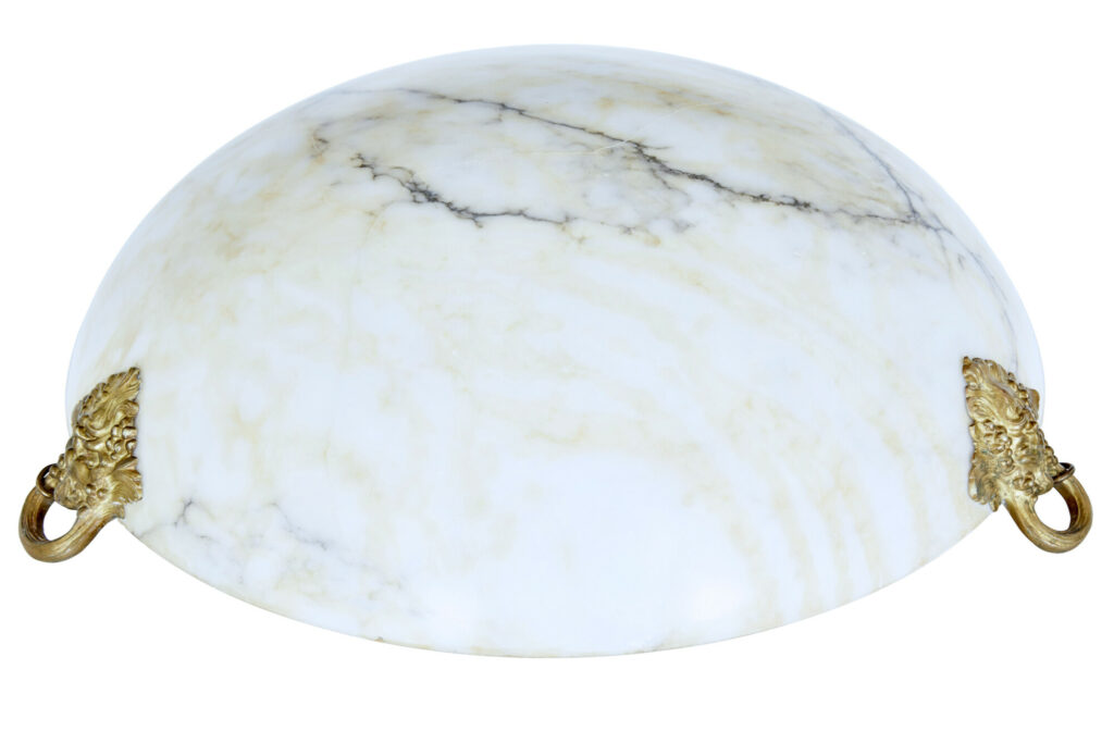 Art Deco Alabaster and Ormolu Pendant Light — image 4