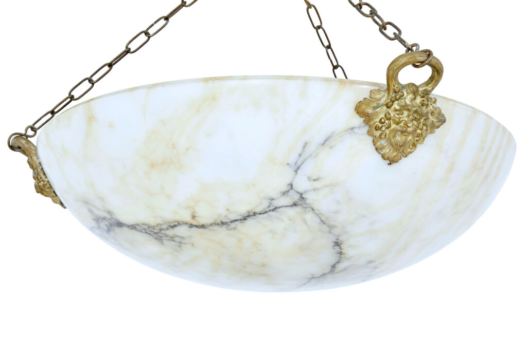 Art Deco Alabaster and Ormolu Pendant Light — image 6