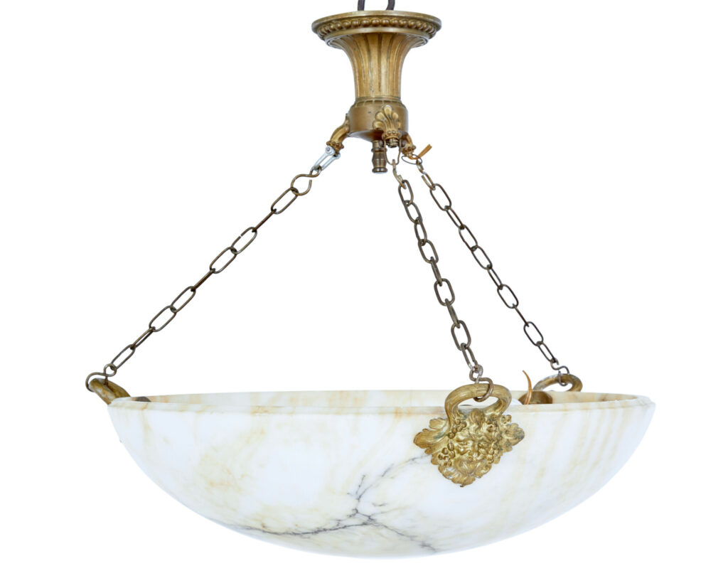 Art Deco Alabaster and Ormolu Pendant Light