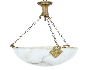 Art Deco Alabaster and Ormolu Pendant Light — thumbnail 1
