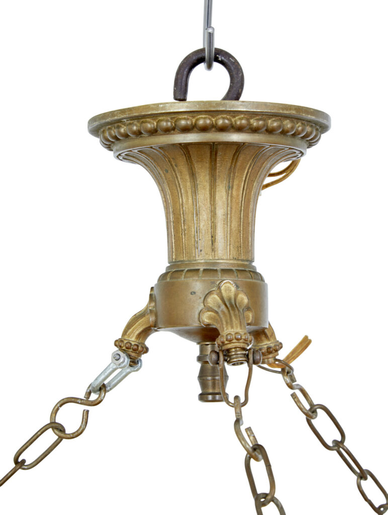 Art Deco Alabaster and Ormolu Pendant Light — image 3