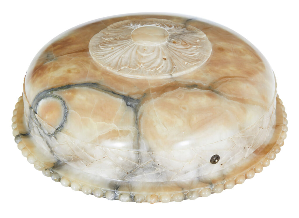 Art Deco Carved Alabaster Pendant Light — image 2