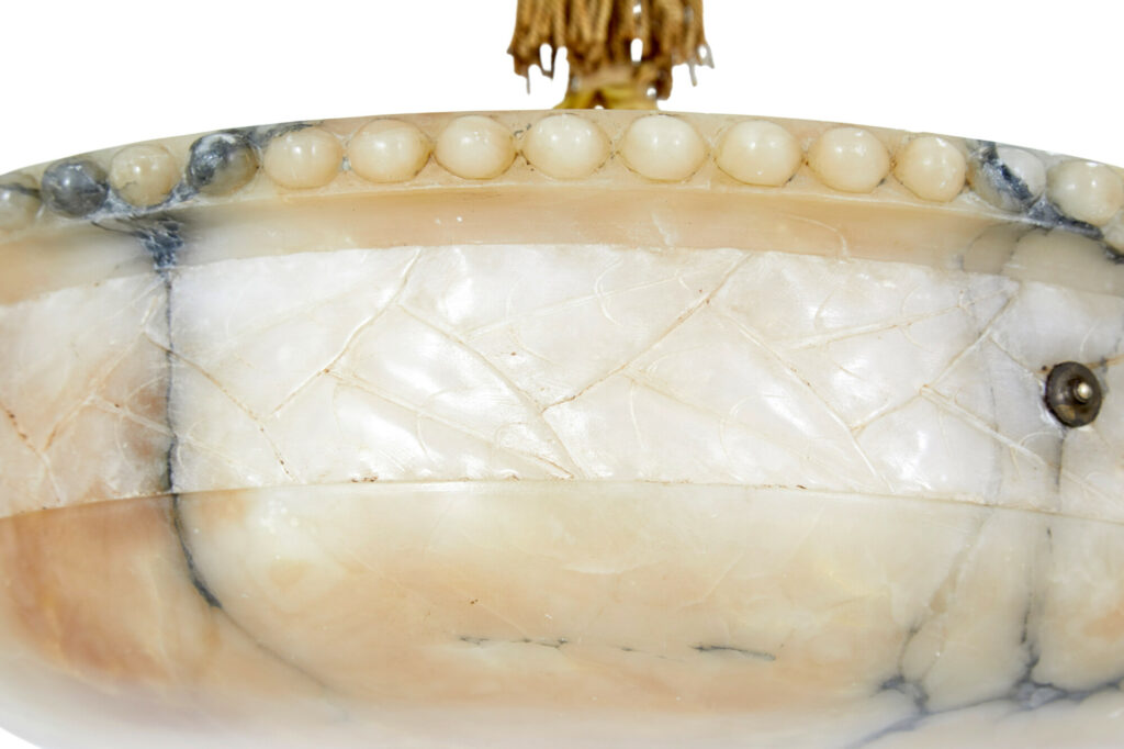 Art Deco Carved Alabaster Pendant Light — image 5