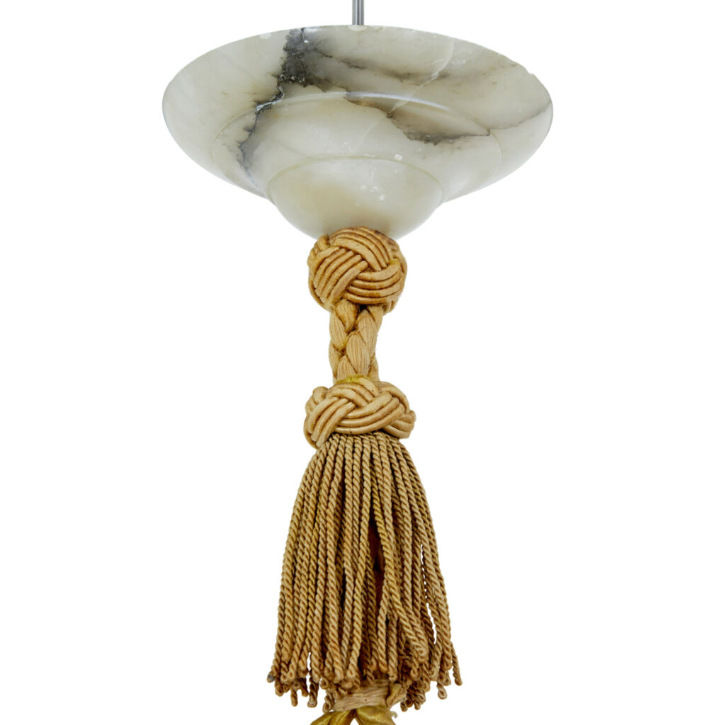 Art Deco Carved Alabaster Pendant Light — image 4