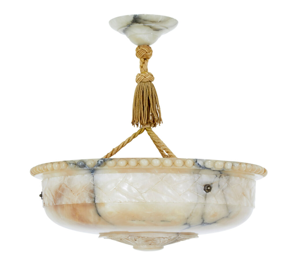 Art Deco Carved Alabaster Pendant Light