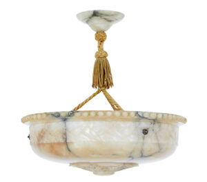 Art Deco Carved Alabaster Pendant Light — thumbnail 1