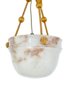 Small Art Deco Alabaster Hanging Pendant Light — thumbnail 4