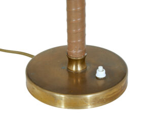 Swedish Mid Century Brass and Leather Table Lamp by Borens — thumbnail 5