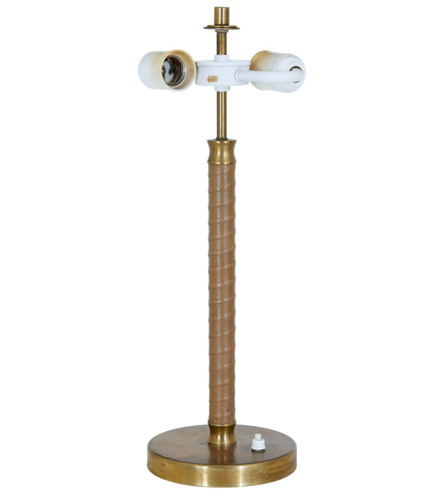 Swedish Mid Century Brass and Leather Table Lamp by Borens — image 6