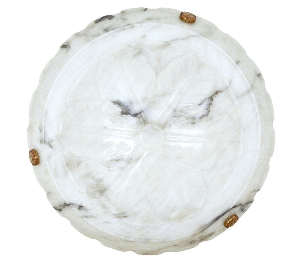 1930's Carved Alabaster Ceiling Light — image 5