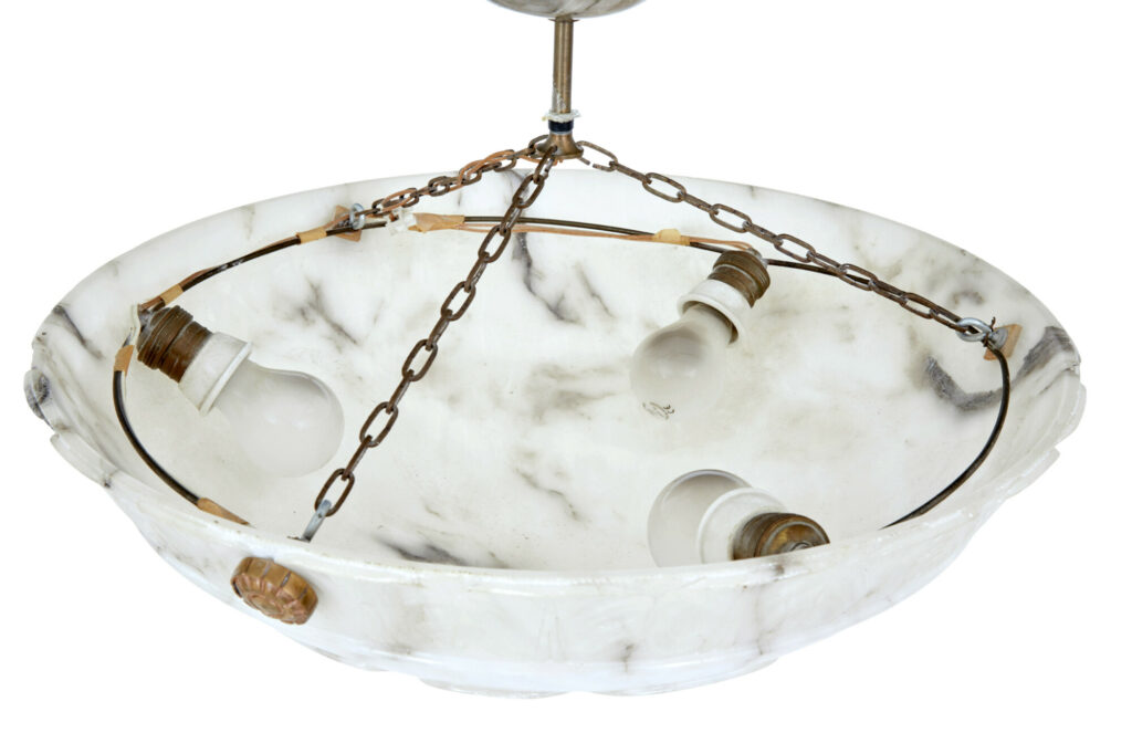 1930's Carved Alabaster Ceiling Light — image 7