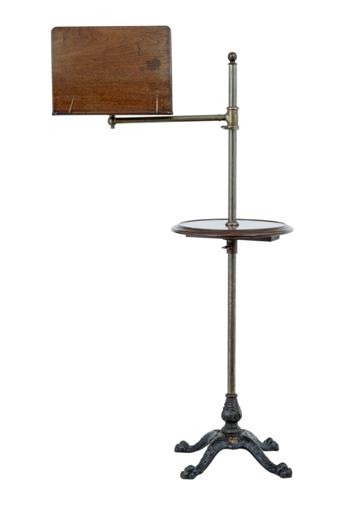 19TH CENTURY MAHOGANY AND BRASS READING STAND