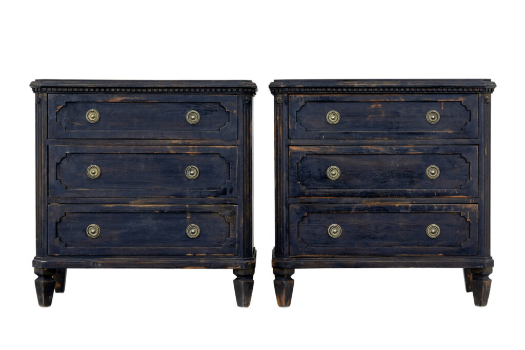 Pair of 19th Century Black Painted Chest of Drawers — image 1
